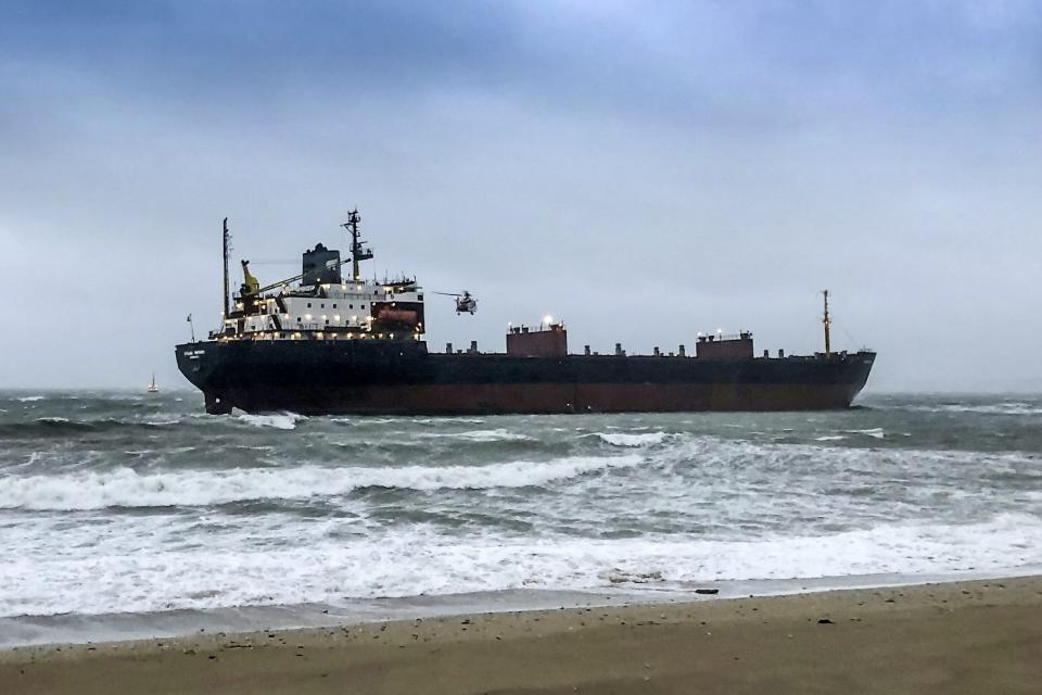 The massive ship has grounded just offshore (SWNS)