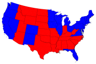 Here's the map most of us saw election night. Red states are for Republican Mitt Romney, and blue for Democratic incumbent Barack Obama. Obama won, even though the country appears mostly red. The blue area is smaller, but it represents the larger population of voters, which is what counts in an election.