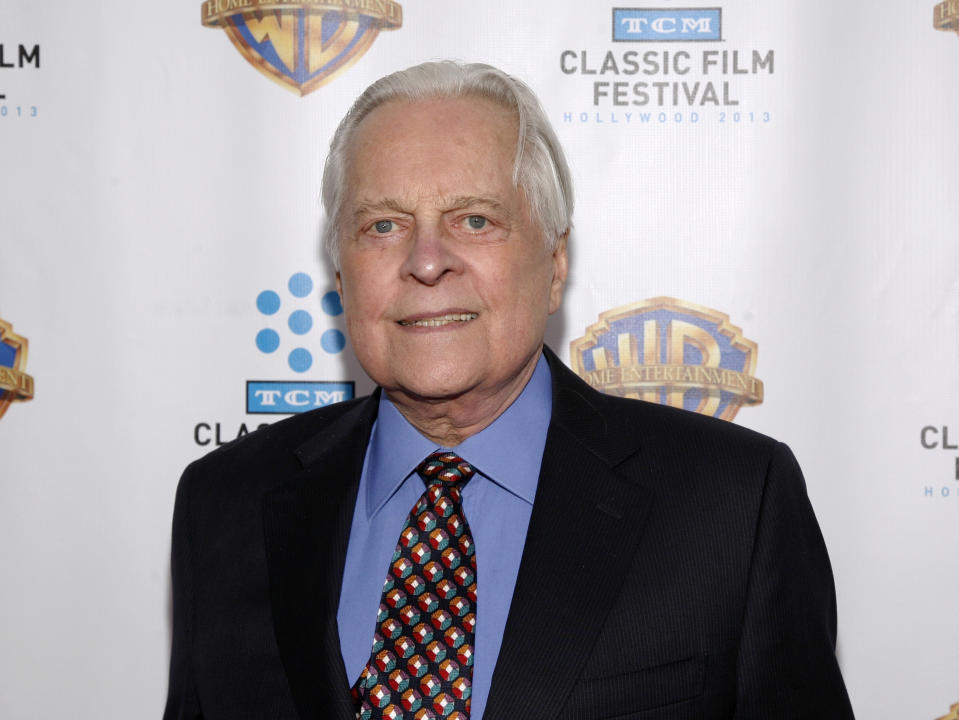 FILE - This Jan. 31, 2013 file photo shows Turner Classic Movies host Robert Osborne attending the "Cabaret" 40th anniversary screening in New York. A collection of Hollywood memorabilia belonging to Osborne will be auctioned off on Oct. 10. (Photo by Andy Kropa/Invision/AP, File)