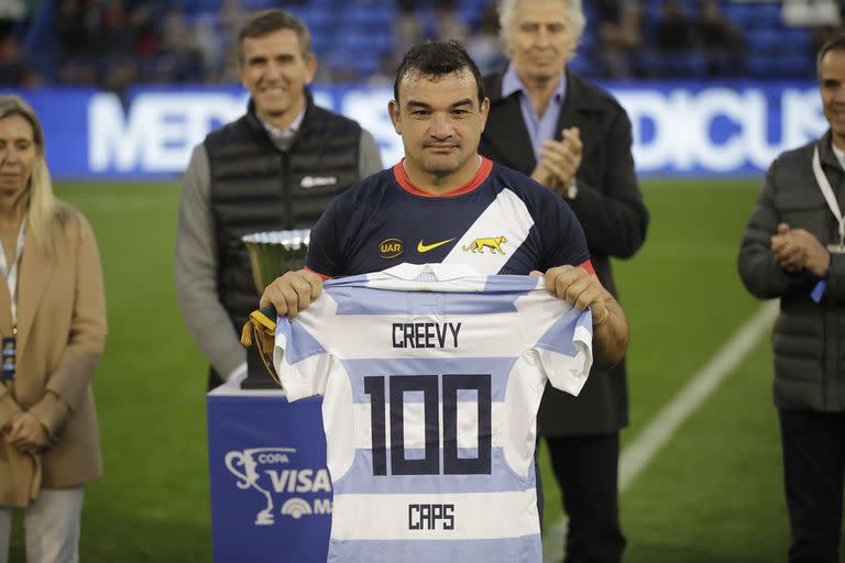 La Unión Argentina de Rugby homenajeó a Creevy luego del encuentro con Springboks en Vélez.