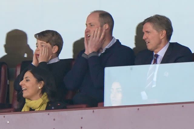 Joe Giddens/PA Images via Getty Prince George and Prince William at an Aston Villa game on April 8, 2023