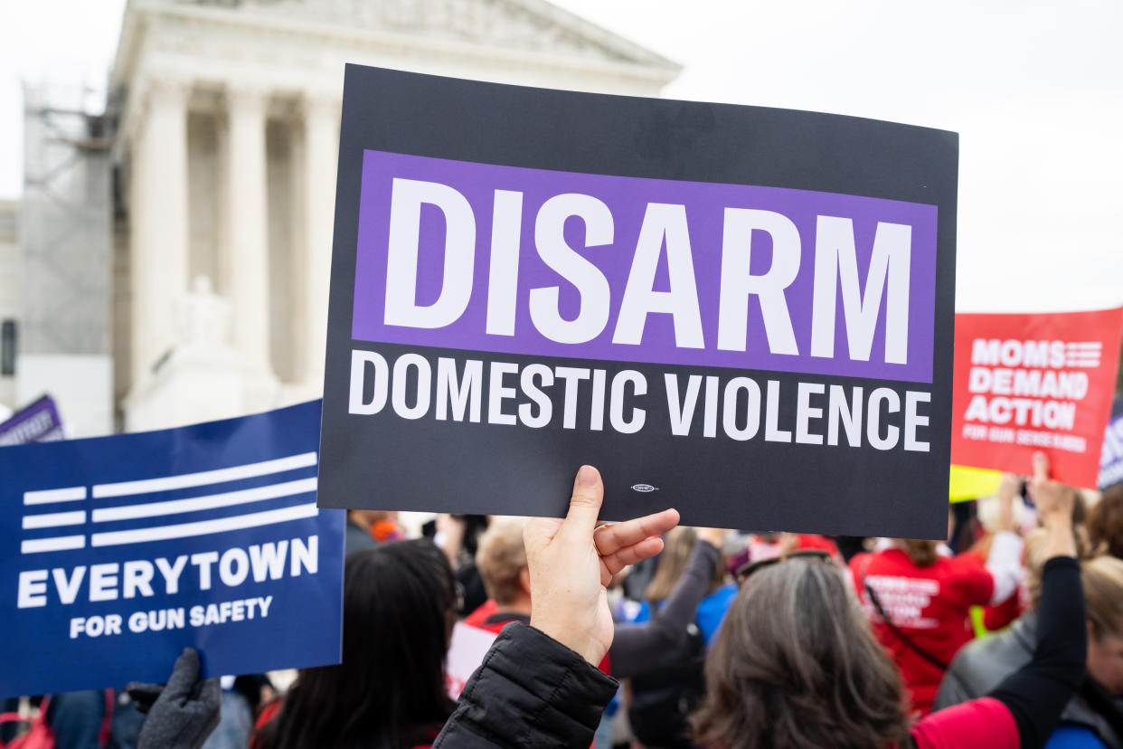 Activists rally outside the U.S. Supreme Court before the start of oral arguments in the United States v. Rahimi Second Amendment case in Washington, D.C., on Nov. 7.