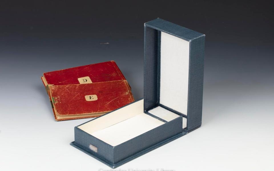 The manuscripts were kept in a small blue box about the size of an average paperback book - Cambridge University Library