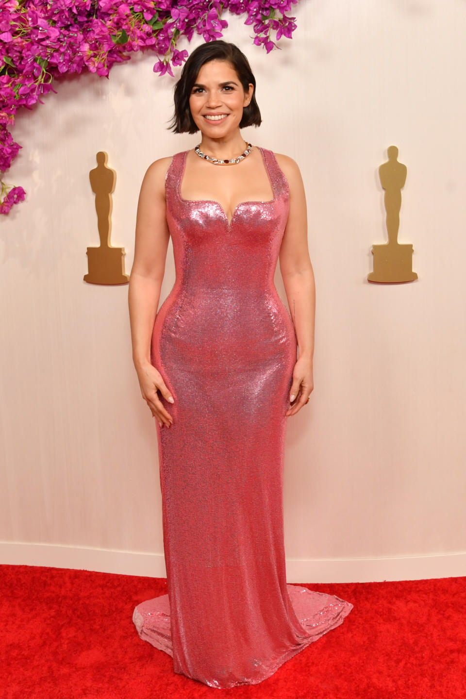 America Ferrera in Versace at the 2024 Oscars. (Image via Getty Images)