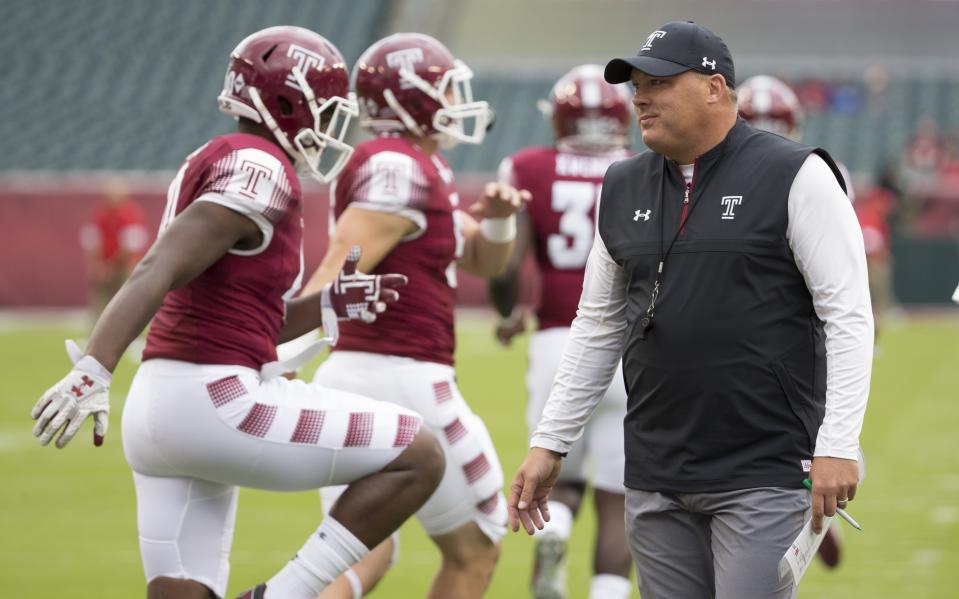 Temple coach Geoff Collins and eight of his players will embark on a nine-day trip to Japan. (Photo by Mitchell Leff/Getty Images)