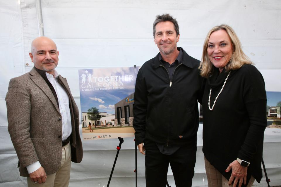 Esrailian, Bale and LA County Supervisor Kathryn Barger at the ground breaking (Robin L Marshall/Getty Images)