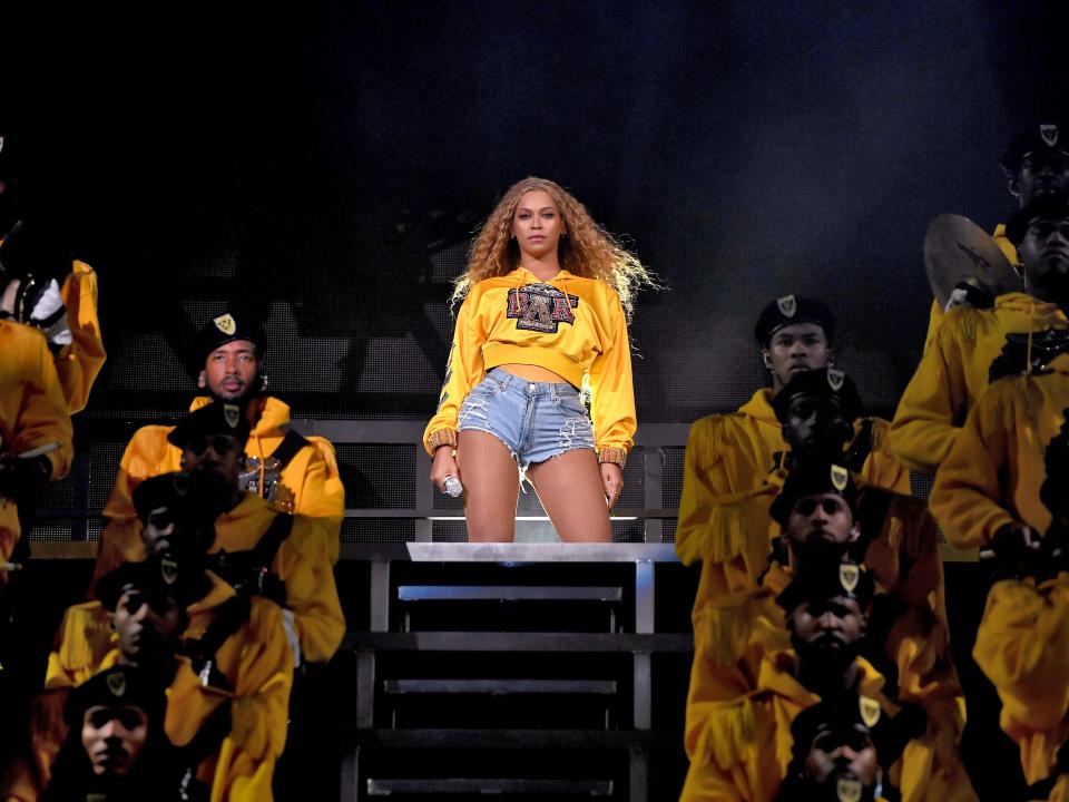 Beyoncé performing at Coachella in 2018.