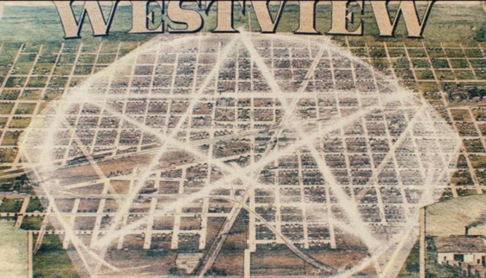 Map of the fictional town of Westview with a star-shaped outline in the center