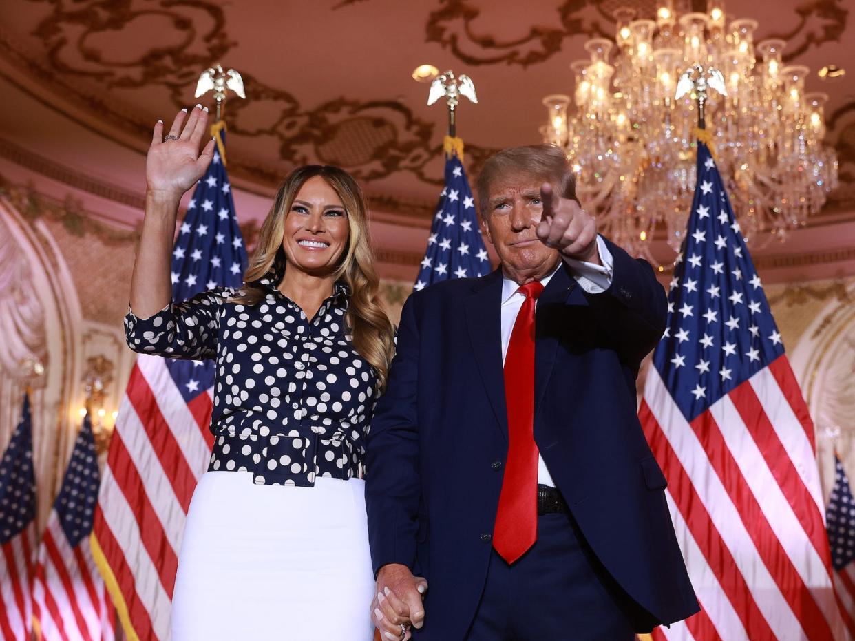 Former President Donald Trump and former first lady Melania Trump at Mar-a-Lago on November 15, 2022.