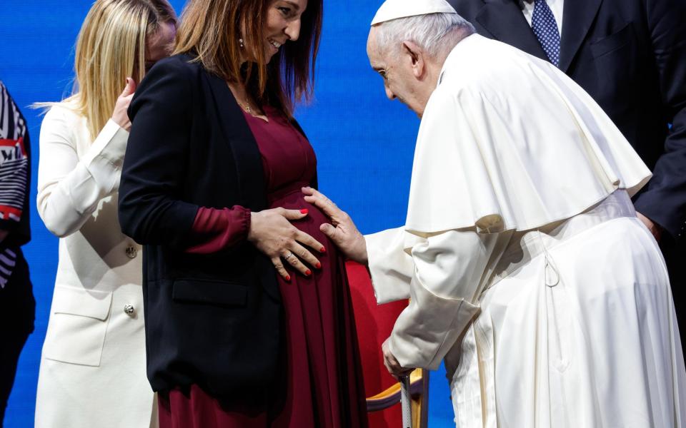 Pope Francis with pregnant woman - Giuseppe Lami/EPA-EFE/Shutterstock