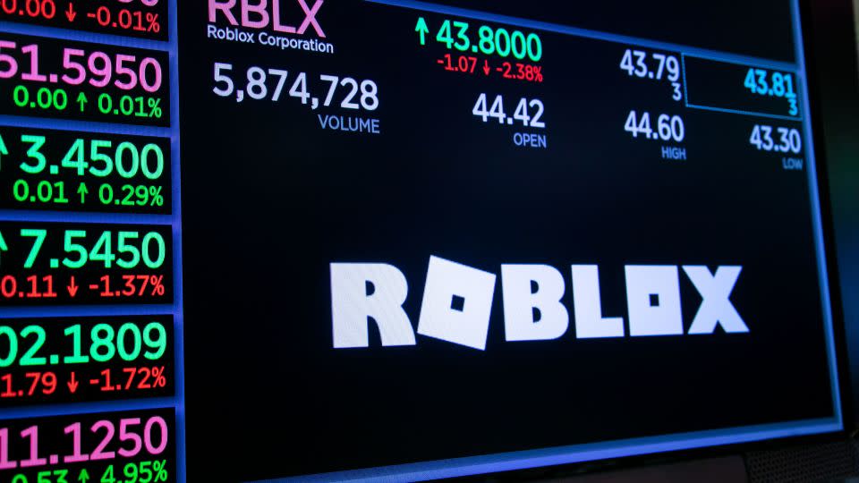 A monitor displays Roblox Corp. signage on the floor of the New York Stock Exchange (NYSE) in New York, US, on Friday, Feb. 9, 2024. - Michael Nagle/Bloomberg/Getty Images/File