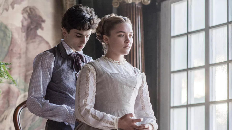 Timothée Chalamet and Florence Pugh in 'Little Women'. (Credit: Sony)