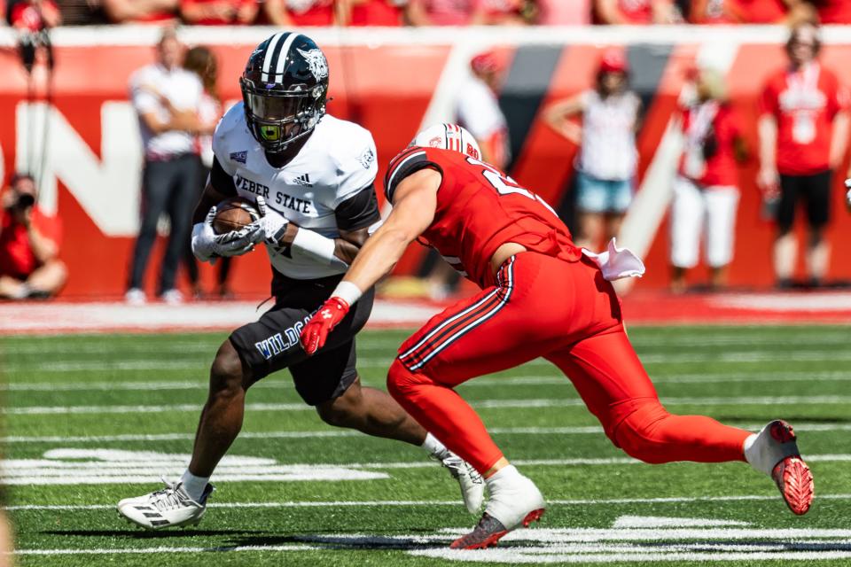 The Weber State Wildcats play football against the Utah Utes at Rice-Eccles Stadium in Salt Lake City on Saturday, Sept. 16, 2023. | Megan Nielsen, Deseret News