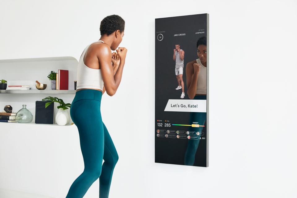 An example of someone working out on the interactive home gym, Mirror