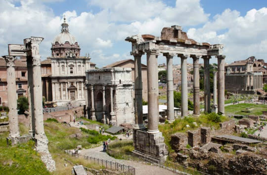 ROMAN FORUM As the saying goes, all roads lead to Rome, and in the Ancient World, all roads led to the Roman Forum. Spread out in the valley between the Palatine and Capitoline Hills, the Roman Forum was the center of the Roman Empire from about 500 B.C. to 400 A.D. All aspects of public life took place here: triumphal processions, elections, public speeches, criminal trials, gladiatorial matches, and commercial affairs. Here, Marc Anthony delivered Julius Caesar’s funeral oration and Augustus built the Temple to the Deified Caesar. In 2011, the Tempio di Vesta, where the vestal virgins lived, reopened to the public, granting visitors access to this sacred site. Insider Tip: Take a guided tour to learn about the significance of the ruins and hear fascinating stories of Imperial Rome. Be sure to visit the Colosseum as well. (Photo: Ross Brinkerhoff / Fodor’s Travel)