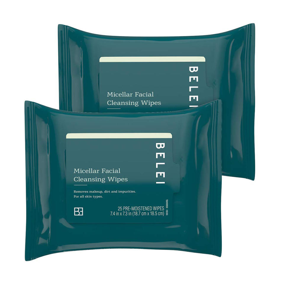 Belei Oil-Free Micellar Facial Cleansing Wipes 25 Count (Pack of two). (Photo: Amazon)