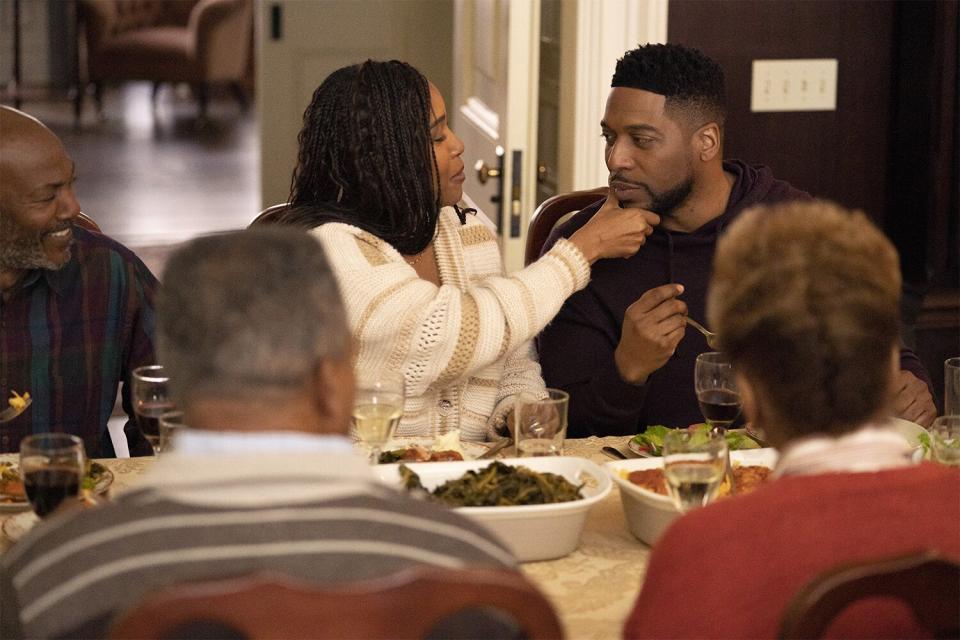 NEW AMSTERDAM -- "How Can I Help" Episode 513 -- Pictured: (l-r) Toya Turner as Gabrielle, Jocko Sims as Dr. Floyd Reynolds -- (Photo by: Ralph Bavaro/NBC)