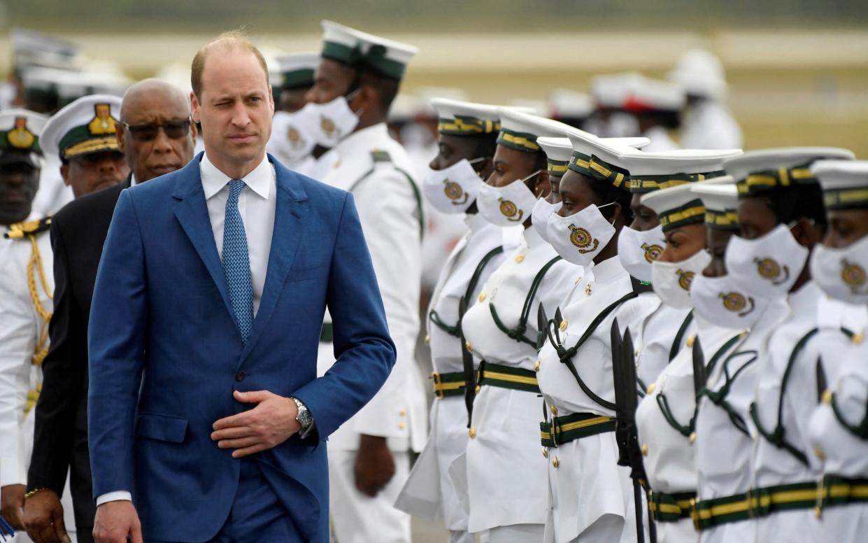 The Duke of Cambridge gets a ceremonial welcome on the sixth day of his Caribbean tour. When he becomes king, the Duke has acknowledged he may not take over as head of the Commonwealth - Toby Melville/Reuters