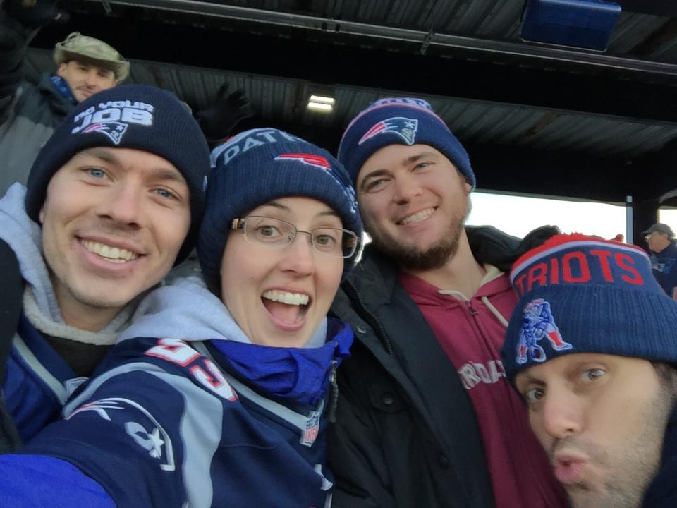 Erin Reeves (middle) is loyal to the Patriots. (Special to Yahoo Sports)