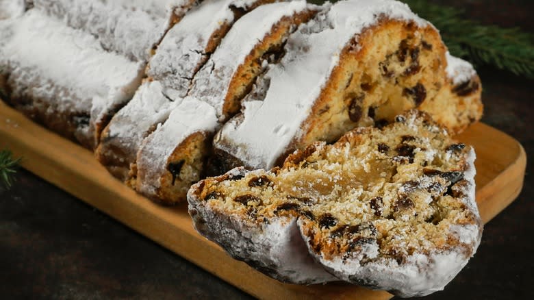 stollen bread slices on plate