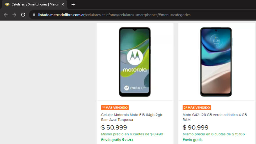 En la última semana de julio, el Moto E13 fue el celular más vendido en Mercado Libre.