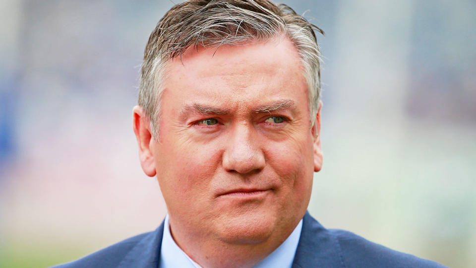 Pictured here, Eddie McGuire has announced his plan to step down as Collingwood president.