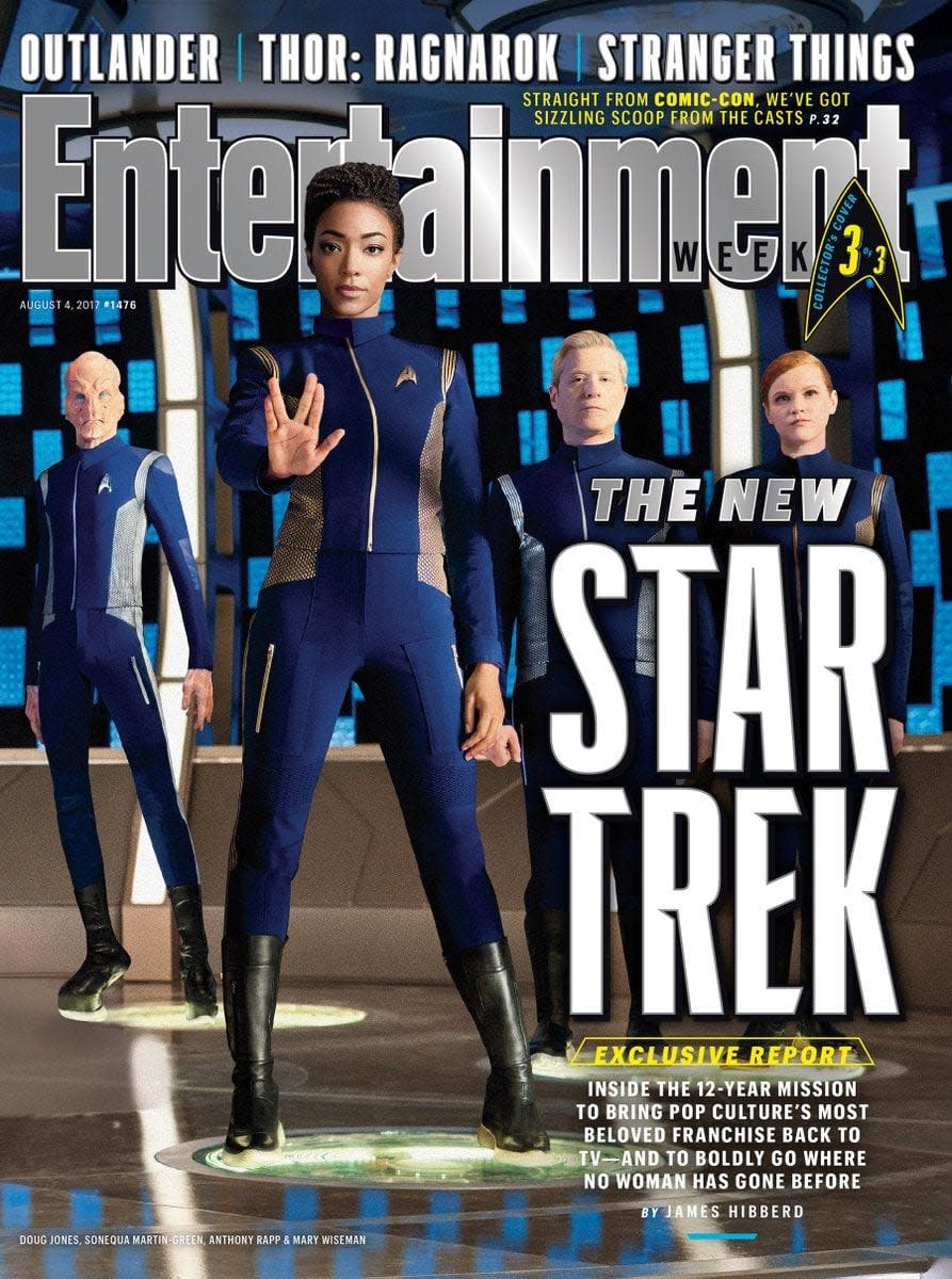 Cast members Doug Jones, Sonequa Martin-Green, Anthony Rapp and Mary Wiseman on the cover of this week's Entertainment Weekly