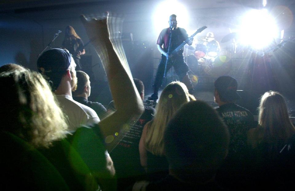 The Epoch of Unlight unleashes its music at Metalfest, a two-day concert featuring dozens of heavy metal bands being held at the Milwaukee Auditorium (now the Miller High Life Theatre) on August 10, 2001.