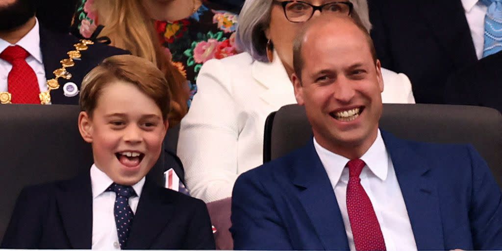 london, england   june 04  prince george of cambridge and prince william during the platinum party at the palace at buckingham palace on june 4, 2022 in london, england the platinum jubilee of elizabeth ii is being celebrated from june 2 to june 5, 2022, in the uk and commonwealth to mark the 70th anniversary of the accession of queen elizabeth ii on 6 february 1952 photo by henry nicholls   wpa poolgetty images