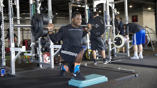 Carlos Hyde Barbell Box Lunge 