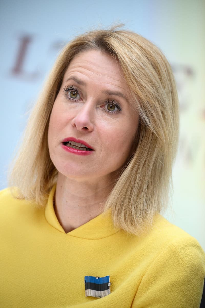 Kaja Kallas, Prime Minister of Estonia, speaks at a press conference before the award ceremony for the Walther Rathenau Prize at Deutsche Bank's Representative Office in the capital. The Walther Rathenau Institute awards this prize annually in recognition of an outstanding lifetime achievement in foreign policy. Bernd von Jutrczenka/dpa