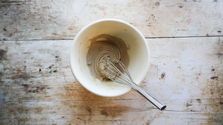 Egg added to butter mixture