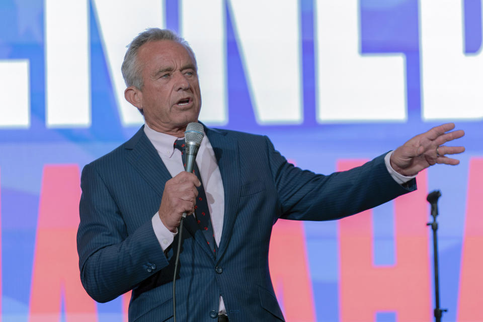 Independent presidential candidate Robert F. Kennedy Jr. speaks during the Libertarian National Convention at the Washington Hilton in Washington, Friday, May 24, 2024. (AP Photo/Jose Luis Magana)