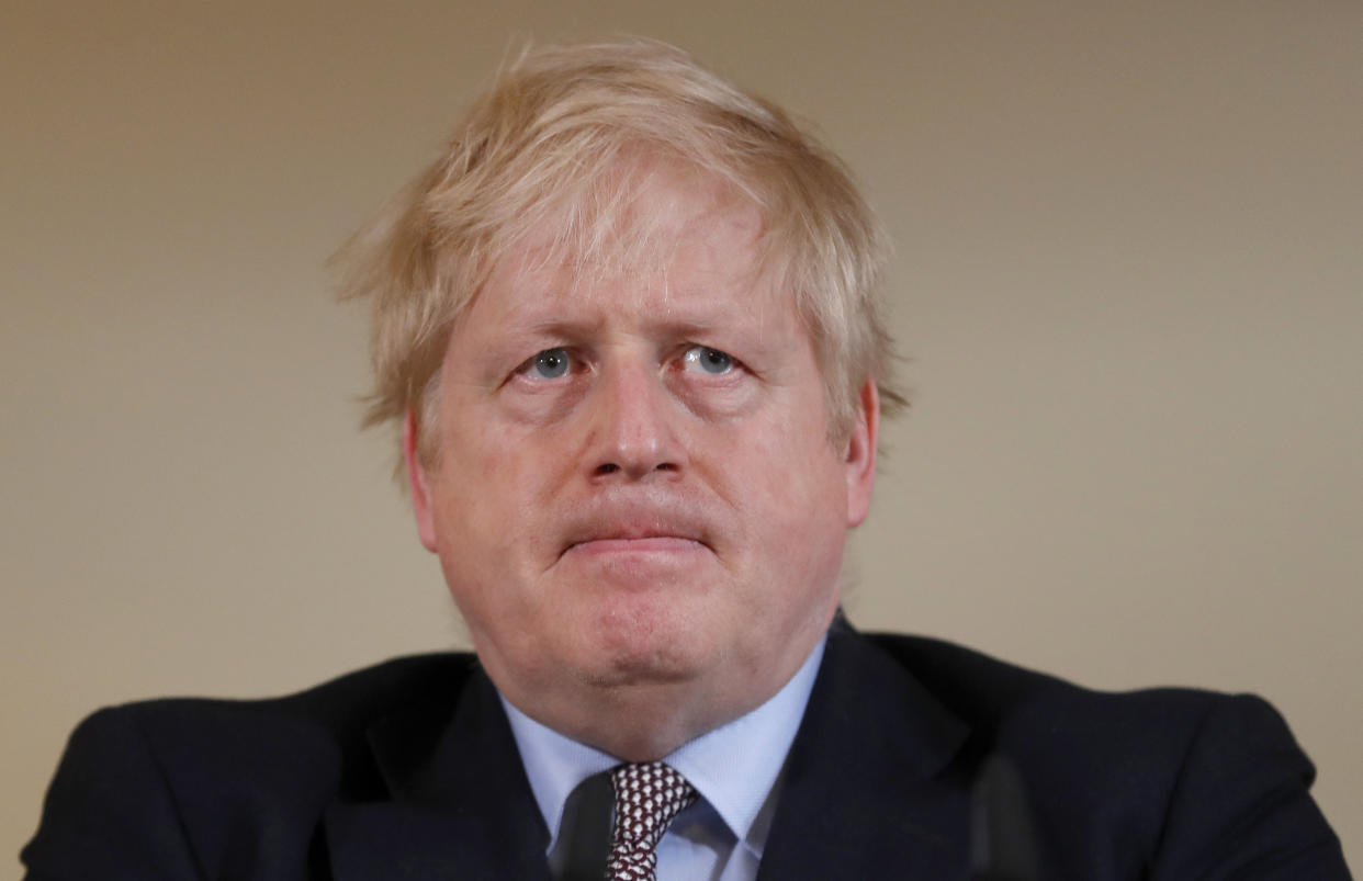 Prime Minister Boris Johnson speaks during a press conference, at 10 Downing Street, in London, on the government's coronavirus action plan.