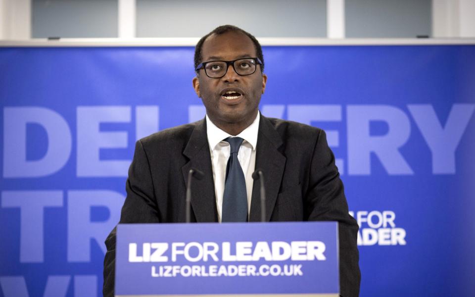 Kwasi Kwarteng, the Business Secretary, is pictured at Liz Truss's Tory leadership campaign launch on July 14 - Tolga Akmen/Shutterstock