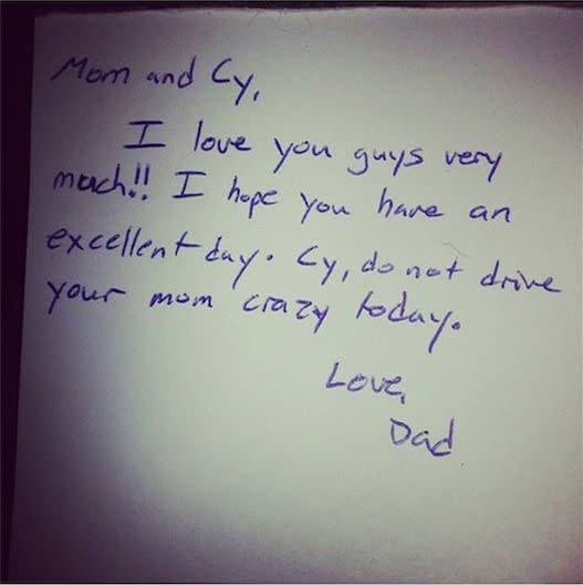"This note was on my Timehop app. My son&nbsp;Cy&nbsp;was 2 years old&nbsp;then."