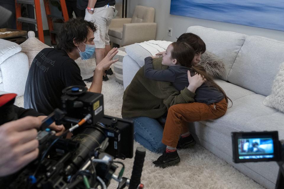 Rob Savage directing Sophie Thatcher and Vivien Lyra Blair on the set of 'The Boogeyman'