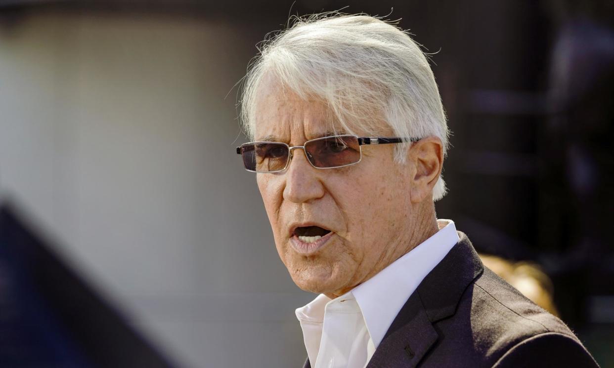 <span>George Gascón speaks at a Los Angeles county Democratic party news conference in October 2020.</span><span>Photograph: Damian Dovarganes/AP</span>