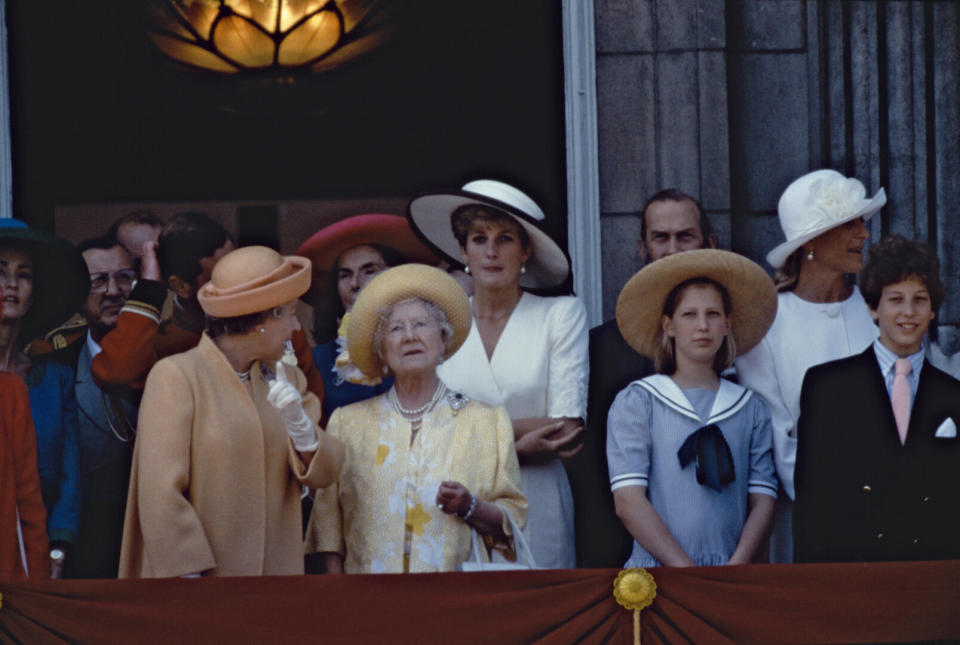 Lady Gabriella Windsor (pictured on the right) as a child on the Buckingham Palace balcony [Photo: Getty]