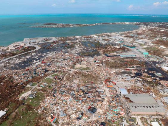 The destruction caused by Hurricane Dorian is seen from the air, in Marsh Harbor, Abaco Island, Bahamas (AP/Gonzalo Gaudenzi)