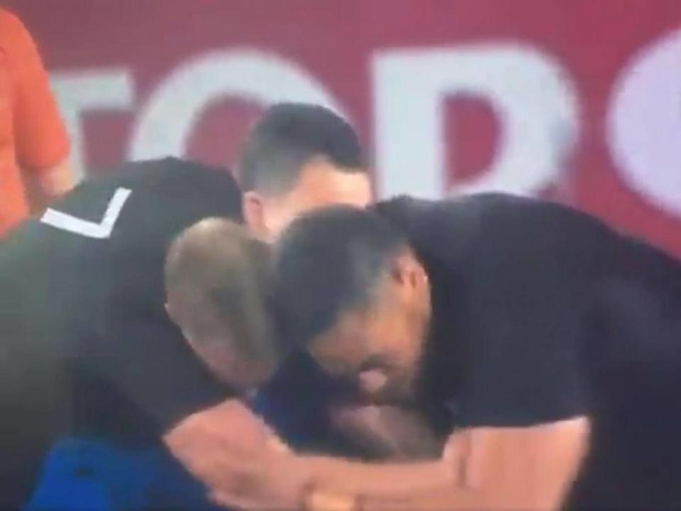 Ofa Tu'ungafasi then hit Grosso in the head with his shoulder (Sky Sports)