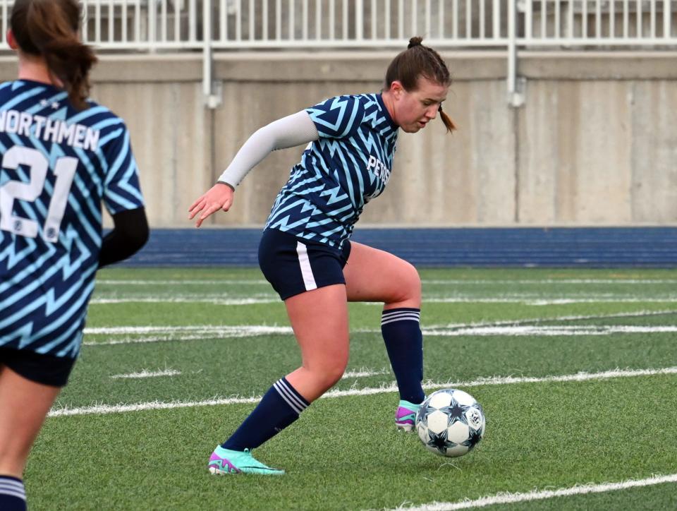 Petoskey's Lauren Cole works with the ball during Friday's match against Boyne City.
