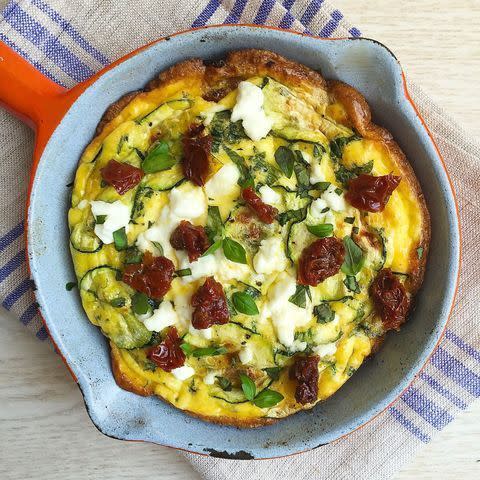 <p>The beauty of this frittata: The leftovers make for a delicious breakfast.</p><p>Get the <a href="https://www.delish.com/uk/cooking/recipes/a28961619/summer-frittata-sundried-tomatoes-feta-zucchini-recipe/" rel="nofollow noopener" target="_blank" data-ylk="slk:Summer Frittata with Sun-Dried Tomatoes, Feta & Courgette;elm:context_link;itc:0;sec:content-canvas" class="link ">Summer Frittata with Sun-Dried Tomatoes, Feta & Courgette</a> recipe. </p>