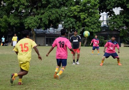 Rohingya footballers are seen during a friendly match in Kuala Lumpur, Malaysia, August 14, 2016. Picture taken on August 14, 2016. REUTERS/Beh Lih Yi