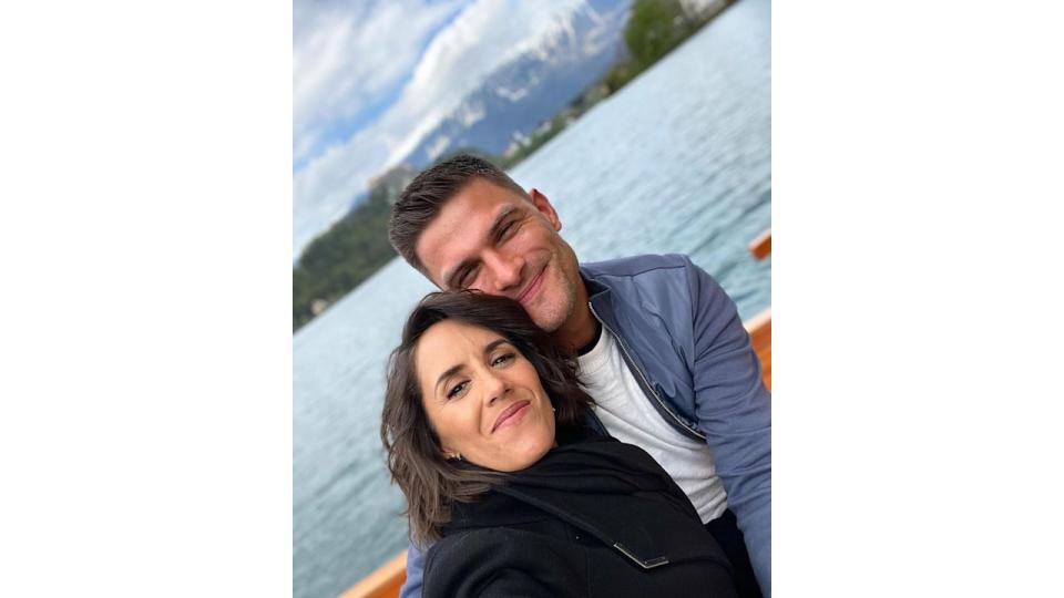 Janette and Aljaz pictured on Lake Bled 