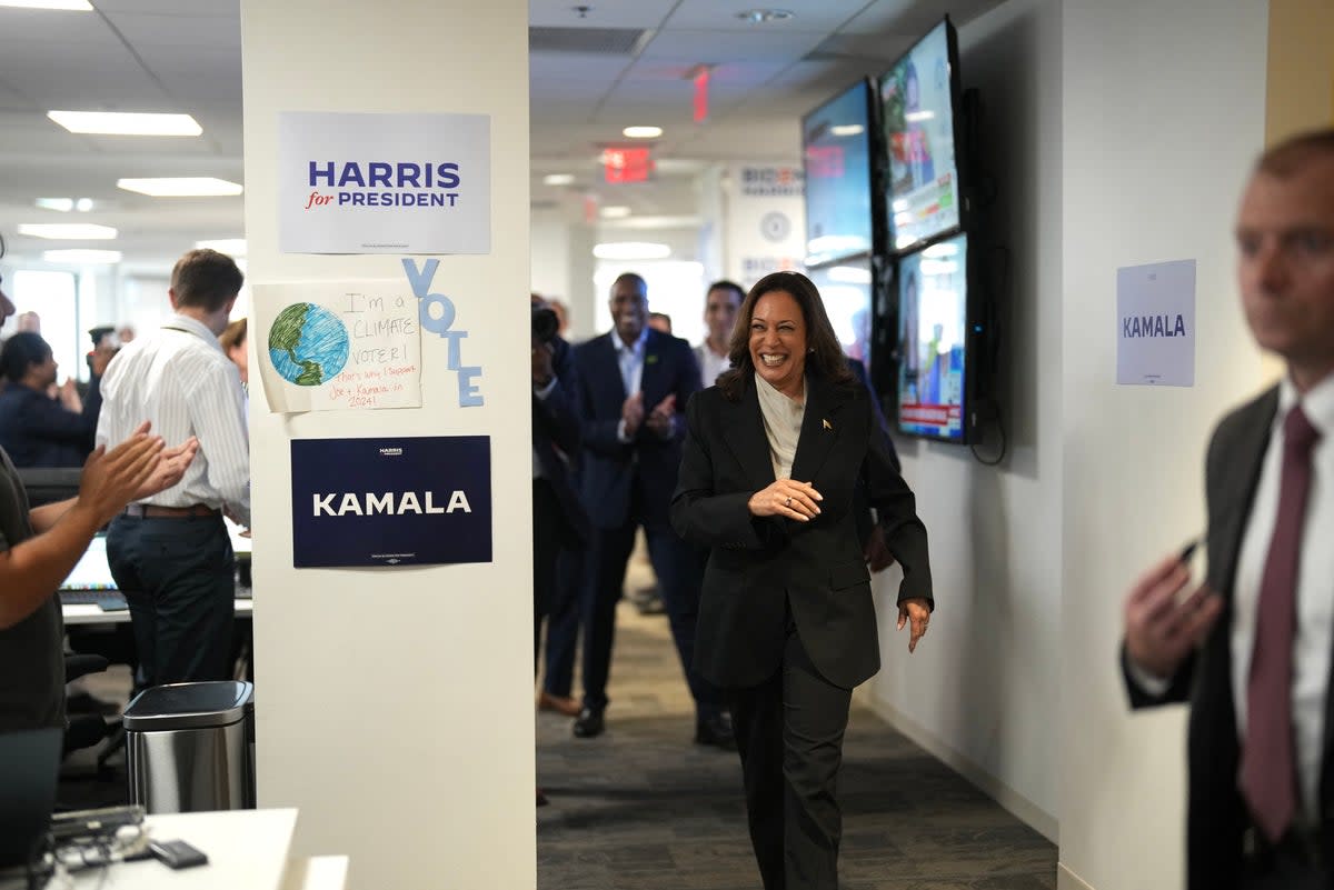 Kamala Harris enters her campaign headquarters in Delaware on July 22 (POOL/AFP via Getty Images)