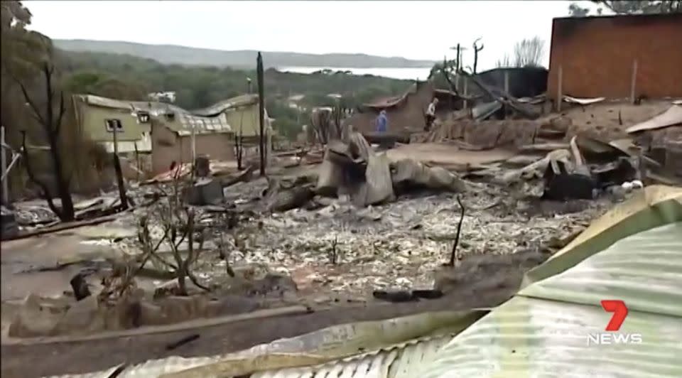 Deb and Ingrid survey the devastation. Source: 7 News