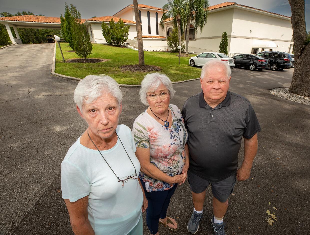 From left, Sherry Atwood, Susanne Driskell and Jim Driskell are residents of Schalamar Creek, a mobile-home park near Auburndale. They are among the plaintiffs in a failed lawsuit, and they now face an order to pay about $366,000 in attorney fees. They say the lawyer who filed the suit misled them about their potential financial risk.