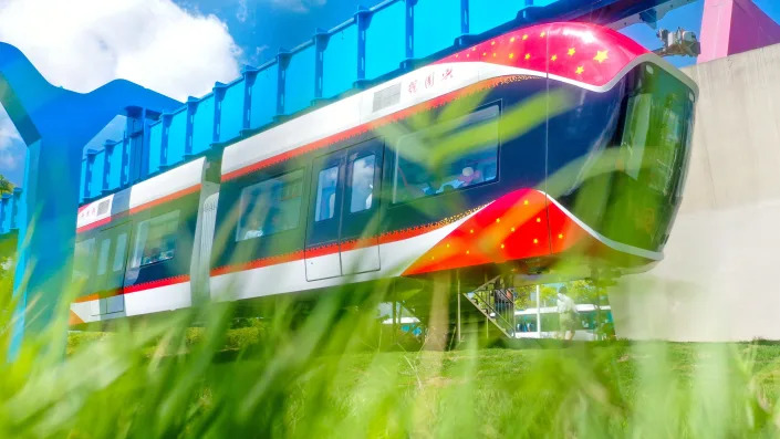 China's Red Rail, said to be the world's first maglev air train