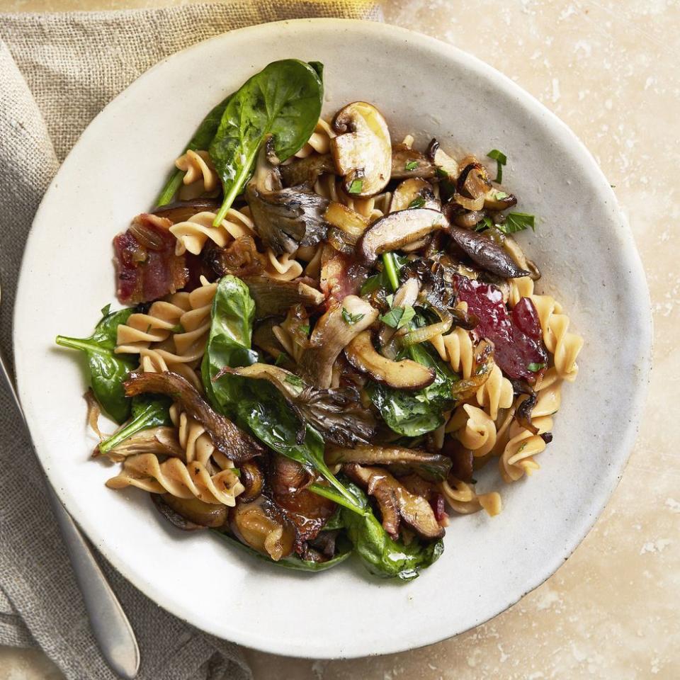 Roasted Wild Mushroom and Bacon Rotini